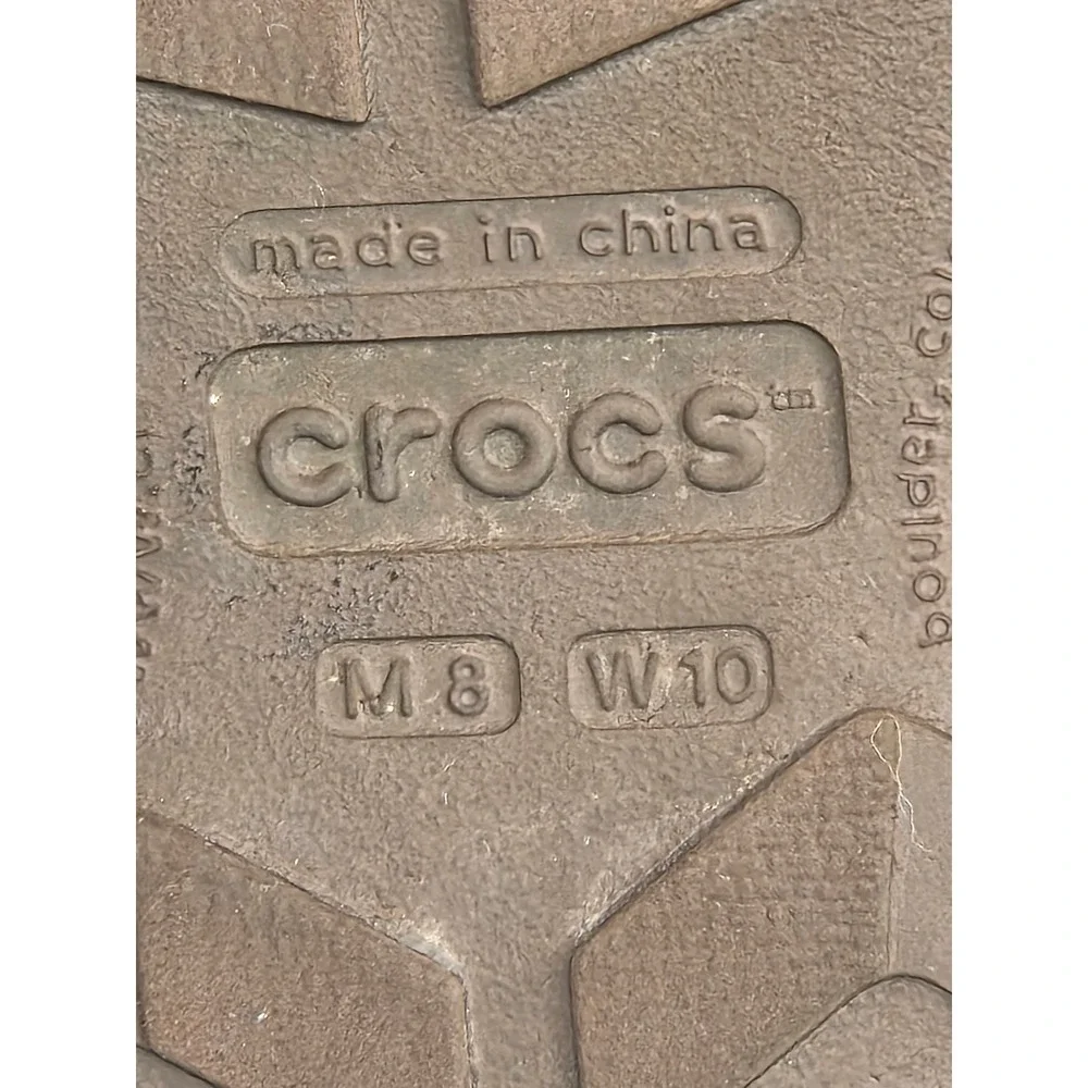 Crocs Yukon Sport Brown Khaki Leather Trim Clogs Mens 8 Women 10 Outdoor Sandals